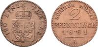 Brandenburg-Preußen Cu 2 Pfennig 1861 A Wilhelm I. 1861-1888 TTB-