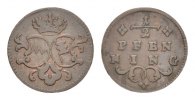 Würzburg, Bistum Cu 1/2 Pfennig Adam Friedrich von Seinsheim 1755-1779 -