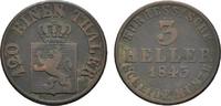Hessen-Kassel Cu 3 Heller Wilhelm II. und Friedrich Wilhelm 1831-1847 -