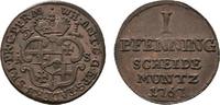 Paderborn, Bistum Cu Pfennig Wilhelm Anton von Asseburg 1763-1782 -