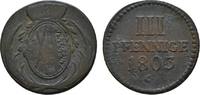 Sachsen-Albertinische Linie Cu 3 Pfennig Friedrich August III. 1763-1806 -