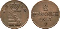 Sachsen-Albertinische Linie Cu 2 Pfennig Friedrich August II. 1836-1854 -
