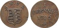 Sachsen-Weimar-Eisenach Cu Pfennig 1796 Eisenach Carl August 1775-1828 Winz. Schrötlingsfehler am Rand, TTB+