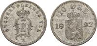 Norwegen 10 Öre 1892 Oskar II. 1872-1905 TTB