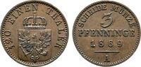 Brandenburg-Preußen Cu 3 Pfennig Wilhelm I. 1861-1888 -
