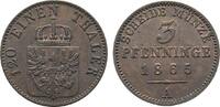 Brandenburg-Preußen Cu 3 Pfennig Wilhelm I. 1861-1888 -