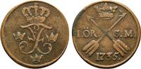 Cu Öre 1735 Avesta Schweden Friedrich I. 1720-1751 Sehr schön