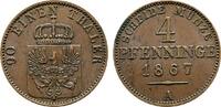 Brandenburg-Preußen Cu 4 Pfennig Wilhelm I. 1861-1888 -