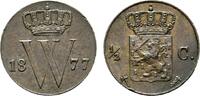 Niederlande-Königreich 1/2 Cent 1877 Wilhelm III. 1849-1890 Winz. Randfehler, SUP