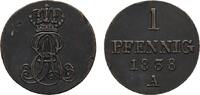 Cu Pfennig 1838 A Braunschweig-Calenberg-Hannover Ernst August 1837-1851 Selten. Kl. Schrötlingsfehler, kl. Randfehler, sehr schön