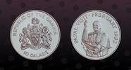 GAMBIA 10 Dalasis GAMBIA, KM# 30a , Silver, 10 Dalasis, 1992, Proof, Papal Visit. Bought at the Central Bank of The Gambia (Receipt No. 0121984). -