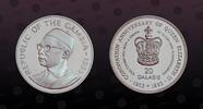 GAMBIA 20 Dalasis GAMBIA, KM# 32 , Silver, 20 Dalasis, 1993, Proof, Coronation Anniversary of Queen Elizabeth II. Coin in excellent condition! -
