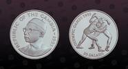 GAMBIA 20 Dalasis GAMBIA, KM# 33 , Silver, 20 Dalasis, 1993, Proof, Olympics - Wrestling. Coin in excellent condition! -