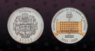 GUYANA 1000 Dollars GUYANA , KM# 54 , Silver, 1000 Dollars, 2005, Proof, 40th Anniversary of the Bank of Guyana. Bank building gold plated. Scarce -