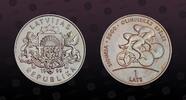 LATVIA 1 Lats LATVIA, KM# 44 , Silver, 1 Lats, 1999, Proof, Olympics Sydney 2000 - Two cyclists. Coin in excellent condition! -