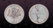 LATVIA 1 Lats LATVIA, KM# 50 , Silver, 1 Lats, 2001, Proof, Ice Hockey - Hockey player. Coin in excellent condition! -