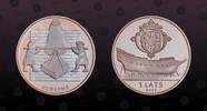 LATVIA 1 Lats LATVIA, KM# 60 , Silver, 1 Lats, 2003, Proof, Courland - Hemp weighing scene with Iron foundry and brick wall in background. Coi -