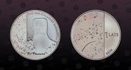 LATVIA 1 Lats LATVIA, KM# 79 , Silver, 1 Lats, 2006, Proof, Krisjanis Barons - Portrait of Barons. Coin in excellent condition! -