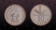 LATVIA 50 Santimu LATVIA, KM# 13 , Copper-Nickel, 50 Santimu, 2007, Mint Strike, Triple spring above value. Coin in excellent condition! -