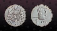 LATVIA 1 Lats LATVIA, KM# 119 , Copper-Nickel, 1 Lats, 2011, Mint Strike, Beer stein. Coin in excellent condition! -