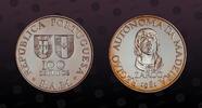 MADEIRA ISLANDS 100 Escudos MADEIRA ISLANDS , KM# 5a , Silver, 100 Escudos, 1981, Proof, Autonomy of Madeira - Bust of Goncalvez Zarco. Coin in excellent co -