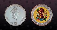 MALAWI 5 Kwacha MALAWI, KM# 52 , Silver Plated Copper-Nickel, 5 Kwacha, 2005, Prooflike, Asian Zodiac Animals - Mulricolored monkey. Coin in exc -