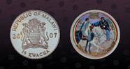MALAWI 10 Kwacha MALAWI, Unlisted, Silver Plated Copper-Nickel, 10 Kwacha, 2007, Proof, Two Riders. Multicolored. Scarce. Coin in excellent condi -