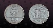 MOLDOVA 100 Lei MOLDOVA, KM# 16 , Silver, 100 Lei, 2001, Proof, 10th Anniversary of Independence - Arch Monument. This is very rare and hard to -