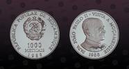 MOZAMBIQUE 1000 Meticais MOZAMBIQUE, KM# 109a , Silver, 1000 Meticais, 1988, Proof, Visit of Pope John Paul II. Very rare silver Proof coin! Coin housed -