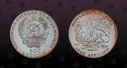 MOZAMBIQUE 500 Meticais MOZAMBIQUE, KM# 110 , Silver, 500 Meticais, 1989, Proof, Defence of Nature - Lions. Coin in excellent condition! -