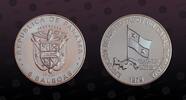 PANAMA 5 Balboas PANAMA, KM# 58 , Silver, 5 Balboas, 1979, Proof, Panama Canal Treaty Implementation. Coin in excellent condition! -