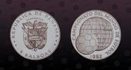 PANAMA 5 Balboas PANAMA, KM# 77 , Silver, 5 Balboas, 1982, Proof, Champions of Soccer. Coin in excellent condition! -