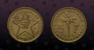 BELGIAN CONGO 5 Francs BELGIAN CONGO , KM# 1 , Brass, 5 Francs , 1952, Mint Strike, Coin in excellent condition! -
