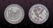 SOUTH AFRICA 2 Rand SOUTH AFRICA , KM# 156 , Silver, 2 Rand, 1994, Proof, World Cup Soccer - Ball and North American Map. Coin in excellent conditio -