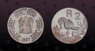 SOUTH AFRICA 2 Rand SOUTH AFRICA , KM# 175 , Silver, 2 Rand, 1997, Proof, Knysna seahorse. Coin in excellent condition! -