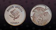 SOUTH AFRICA 2-1/2 Cents SOUTH AFRICA , KM# 285 , Silver, 2-1/2 Cents, 2003, Proof, Martial and Bateleur Eagles. Coin housed in Original Mint Capsule! -