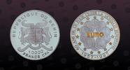 BENIN 10000 Francs BENIN, KM Unlisted , Silver, 10000 Francs , 1997, Proof, In the Middle gold plated EURO, European Union Countries coins in per -