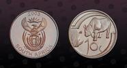 SOUTH AFRICA 10 Cents SOUTH AFRICA , KM# 356 , Silver, 10 Cents, 2003, Proof, The Rhinos. Coin in excellent condition! -