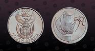 SOUTH AFRICA 50 Cents SOUTH AFRICA , KM# 358 , Silver, 50 Cents, 2003, Proof, The Rhinos. Coin housed in Original Mint capsule! Coin in excellent con -