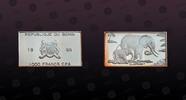 BENIN 1000 Francs BENIN, KM# 51 , Silver, 1000 Francs, 1999, Proof, Elephant. Shape: Rectangular. Rare. Coin in excellent condition! -