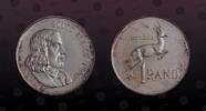 SOUTH AFRICA 1 Rand SOUTH AFRICA , KM# 71.1, Silver, 1 Rand, 1966, Proof, Jan van Riebeeck. ENGLISH LEGEND. Very rare silver coin in Gem Proof condi -