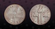SWITZERLAND 5 Francs SWITZERLAND, KM# 51 , Silver, 5 Francs, 1963B, Mint Strike, Cross Centennial. Coin in excellent condition! -
