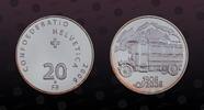 SWITZERLAND 20 Francs SWITZERLAND, KM# 115 , Silver, 20 Francs, 2006, Proof, 1906 Post Bus. Coin housed in Original Mint capsule! Coin in excellent co -
