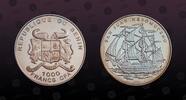 BENIN 1000 Francs BENIN, Unlisted, Silver, 1000 Francs , 2004, Proof, Ship - San Juan Nepomuceno. Coin in excellent condition! -