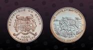 BENIN 1000 Francs BENIN, Unlisted, Silver, 1000 Francs , 2005, Proof, Canis Simensis - Wolfs. Coin in excellent condition! -
