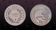 TURKEY 10000 Lira TURKEY, KM# 984 , Silver, 10000 Lira, 1988, Proof, 1988 Summer Olympics - Torch. Coin in excellent condition! -