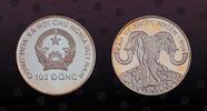 VIETNAM 100 Dong VIETNAM, KM# 43 , Silver, 100 Dong, 1993, Proof, Elephants. Scarce. Attractive toning on Reverse! Excellent condition! -