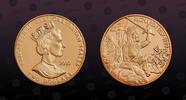 EAST CARIBBEAN STATES 2 Dollars EAST CARIBBEAN STATES, KM# 69 , Copper-Nickel Gold Plated, 2 Dollars, 2003, Proof, Gold Plated Piefort! British Military Leaders -