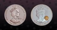 EAST CARIBBEAN STATES 10 Dollars EAST CARIBBEAN STATES, KM# 49 , Silver with Gold Cameo, 10 Dollars , 2002, Proof, Golden Jubilee Monarchs - Elizabeth II (1952-) -
