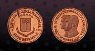 EQUATORIAL GUINEA 1000 Bipkwele EQUATORIAL GUINEA , Pn1, Copper, 1000 Bipkwele, 1980, Proof, Spanish Royality Visit - bust of Juan Carlos & Sofia left. Very rar -